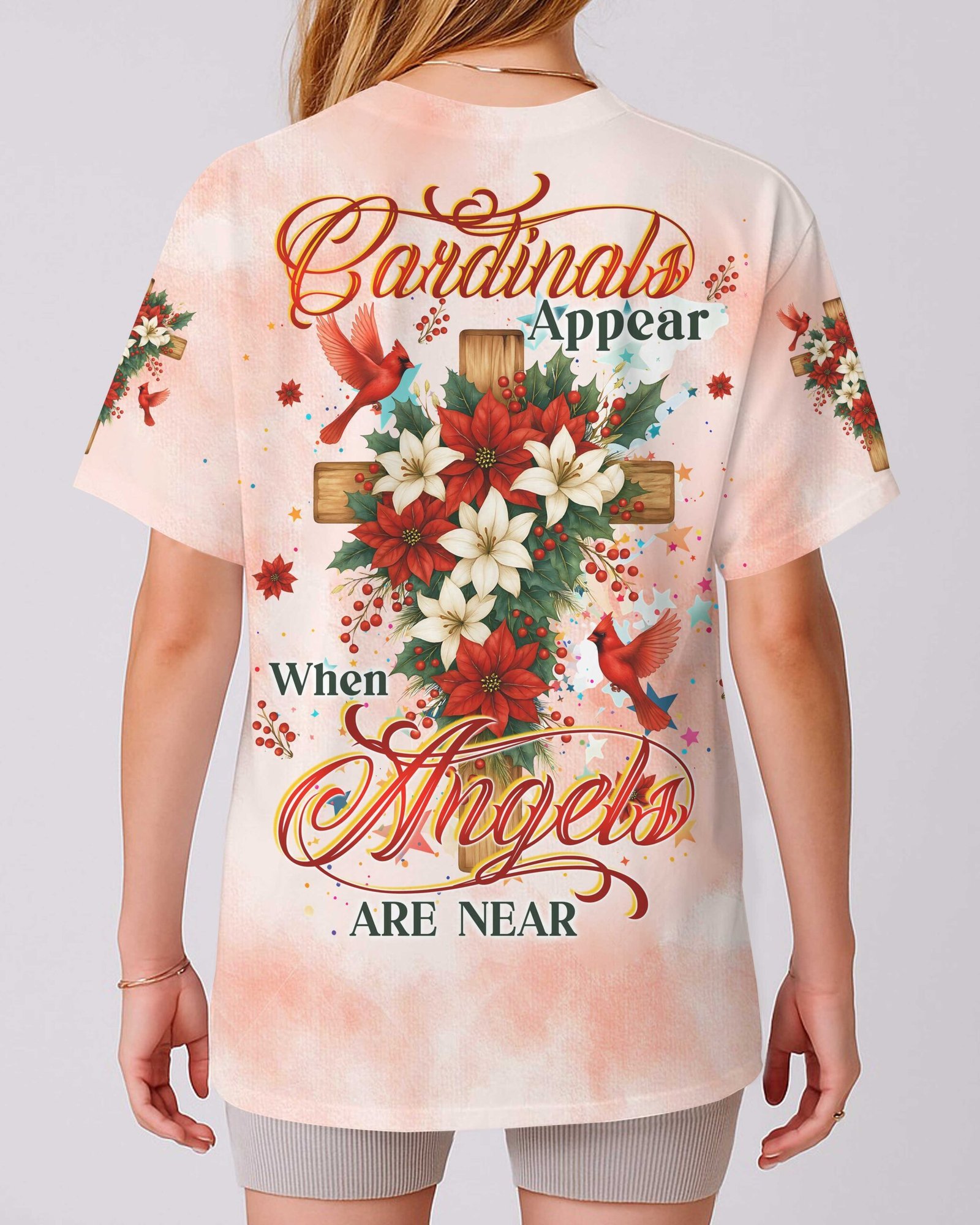 Cardinals Appear When Angels Are Near All Over Print T-Shirt - Image 3