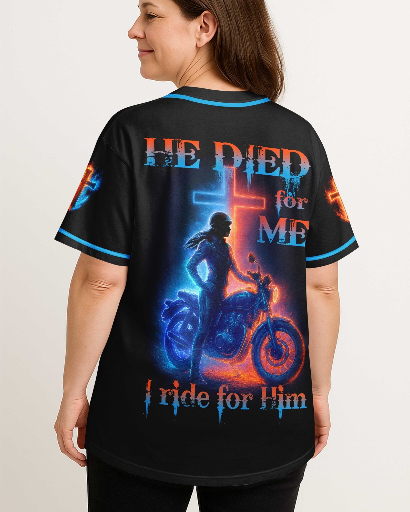 He Died For Me I Ride For Him All Over Print Jersey - Image 3